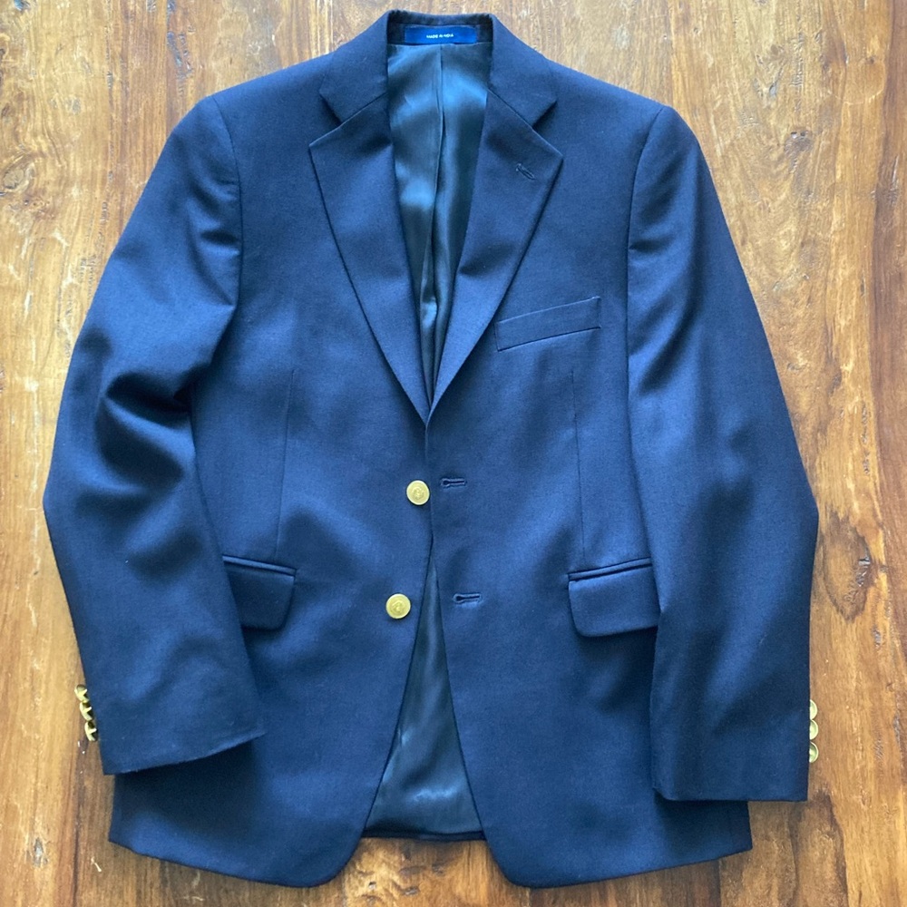 Lord & Taylor Blue and Gold Sport Coat with Notched Lapels